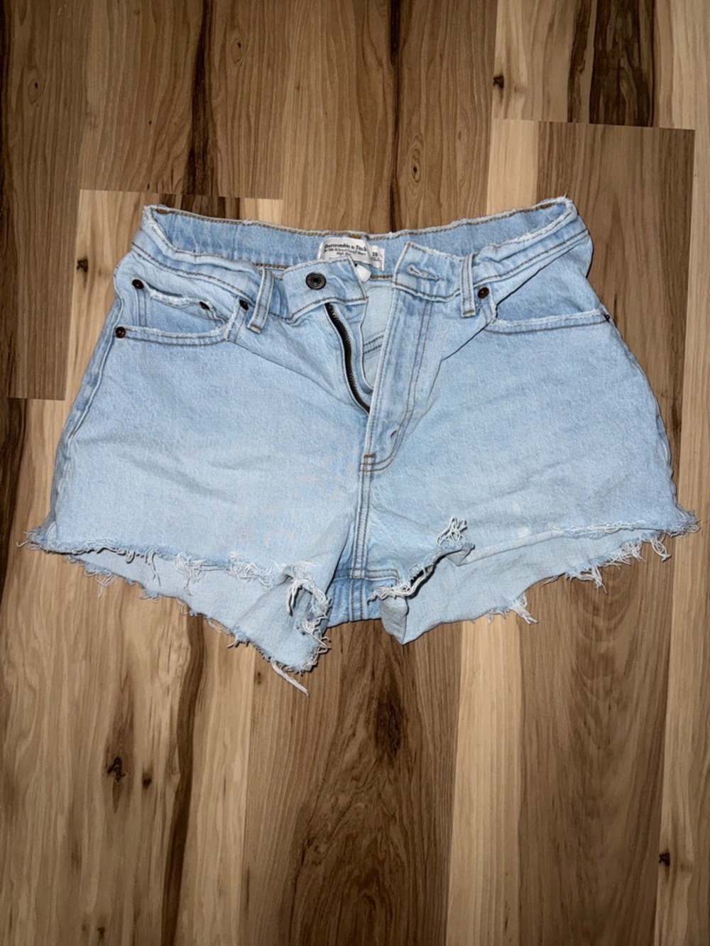 A&F Light Wash High-Rise Denim Cutoff Shorts